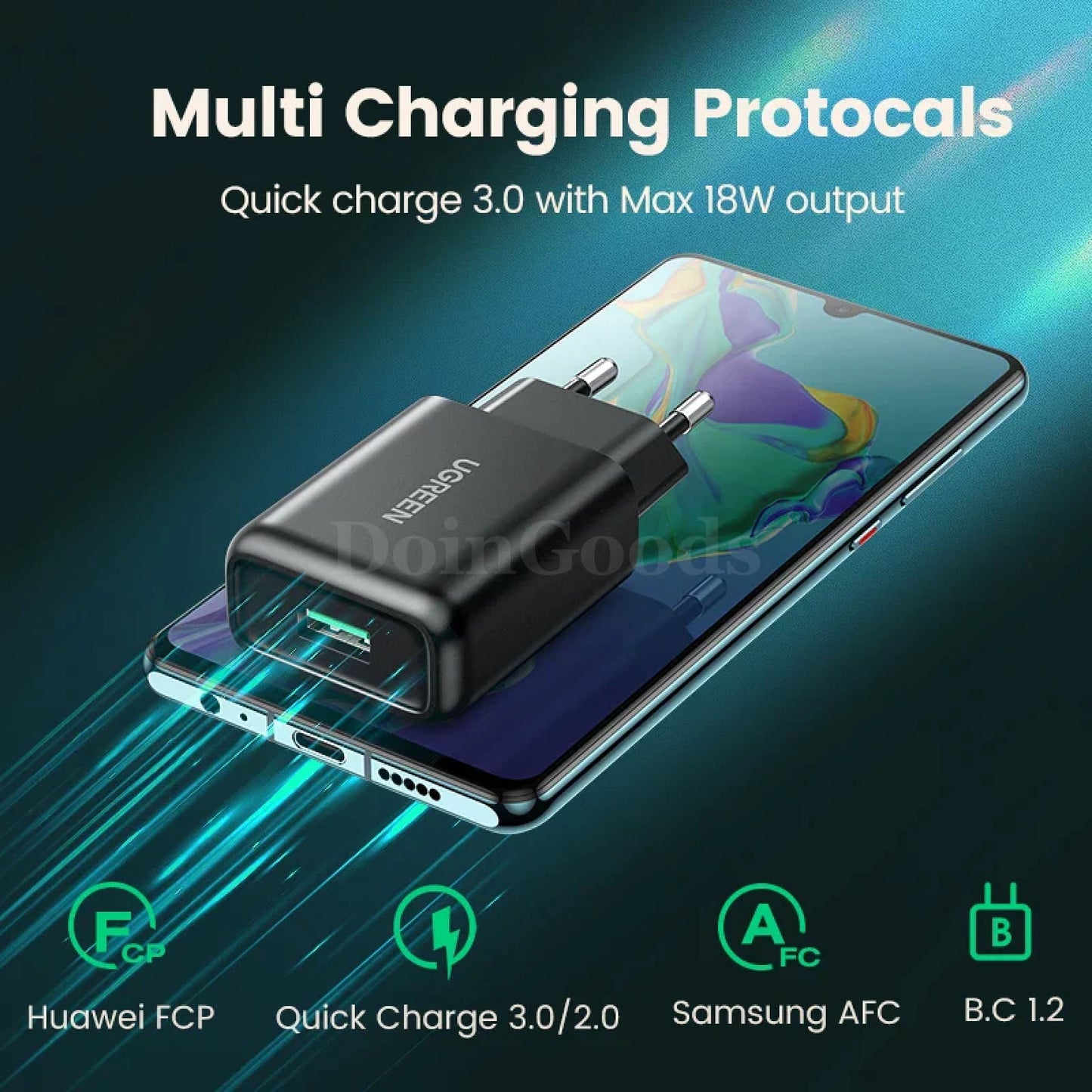 Ugreen Usb Quick Charge 3.0 Qc 18W Wall Fast Charger For Samsung Huawei Xiaomi 301635