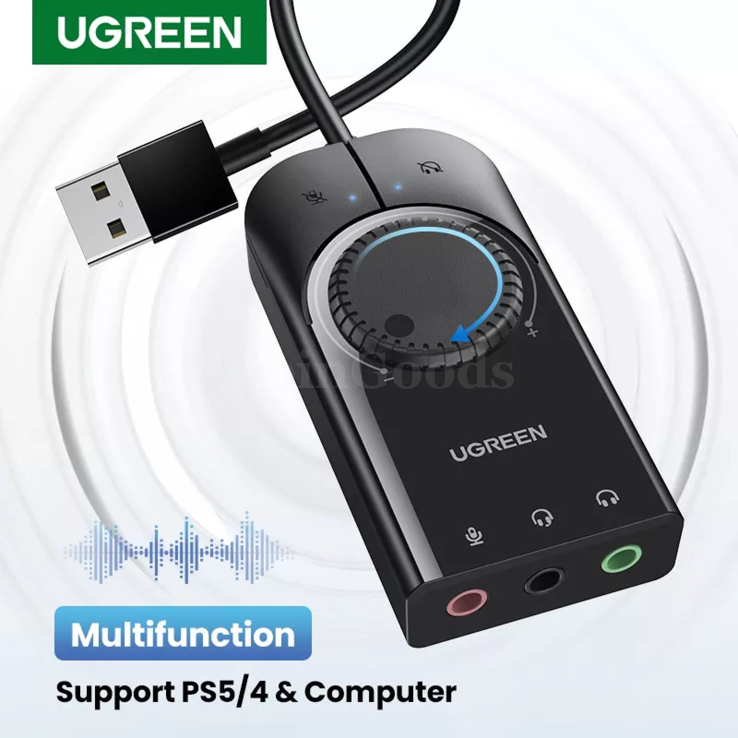 Ugreen Usb Sound Card External 3.5Mm Microphone Audio Adapter Pc Laptop Headset 301635