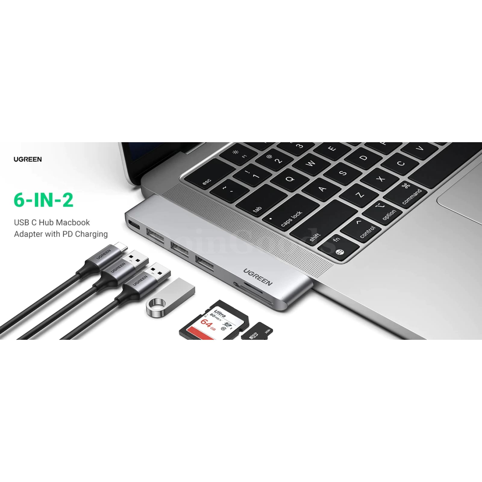 Ugreen Usb Type C 3.1 Hub Dual To 5K60Hz Thunderbolt Adapter Sd/Tf Macbook Dock 301635