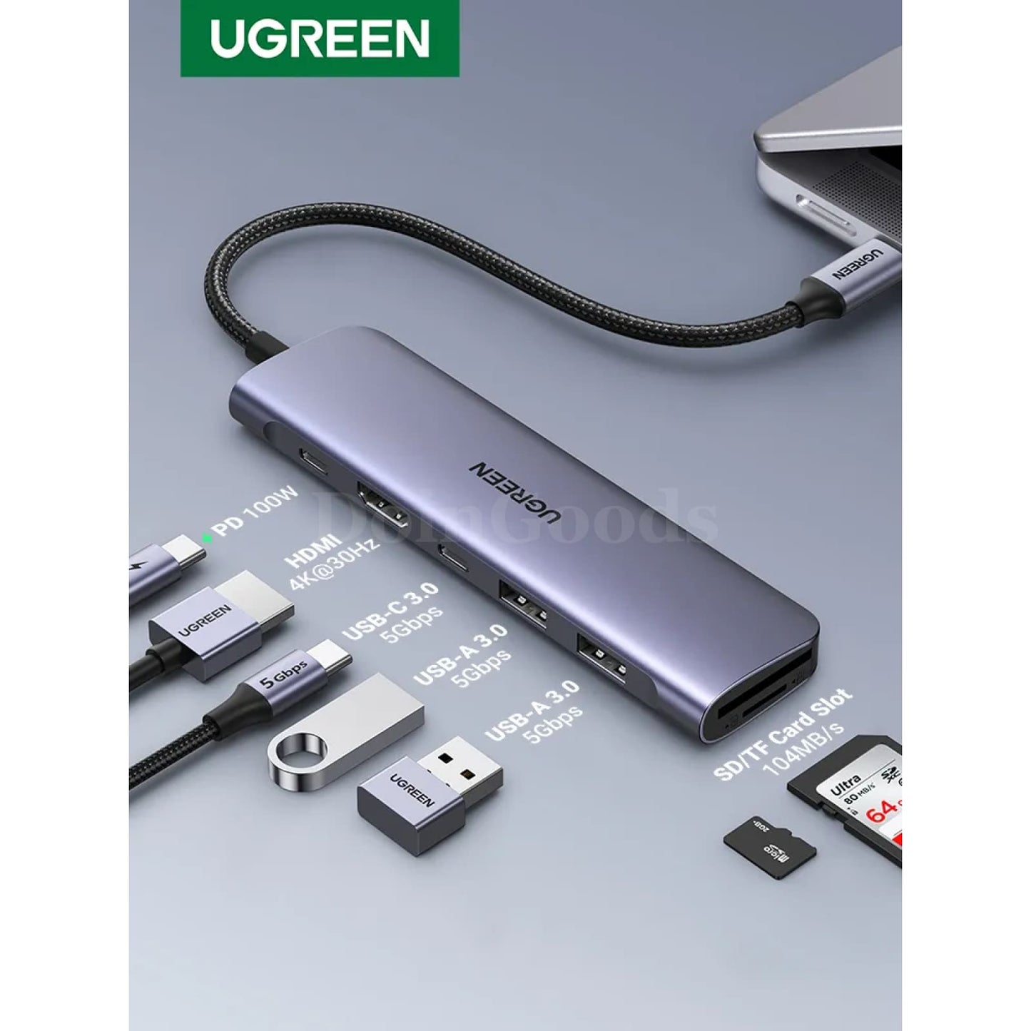 Ugreen Usb Type C Hub 3.1 To Hdmi 4K Sd Tf Pd 100W Adapter Macbook Ipad Pro Air 301635