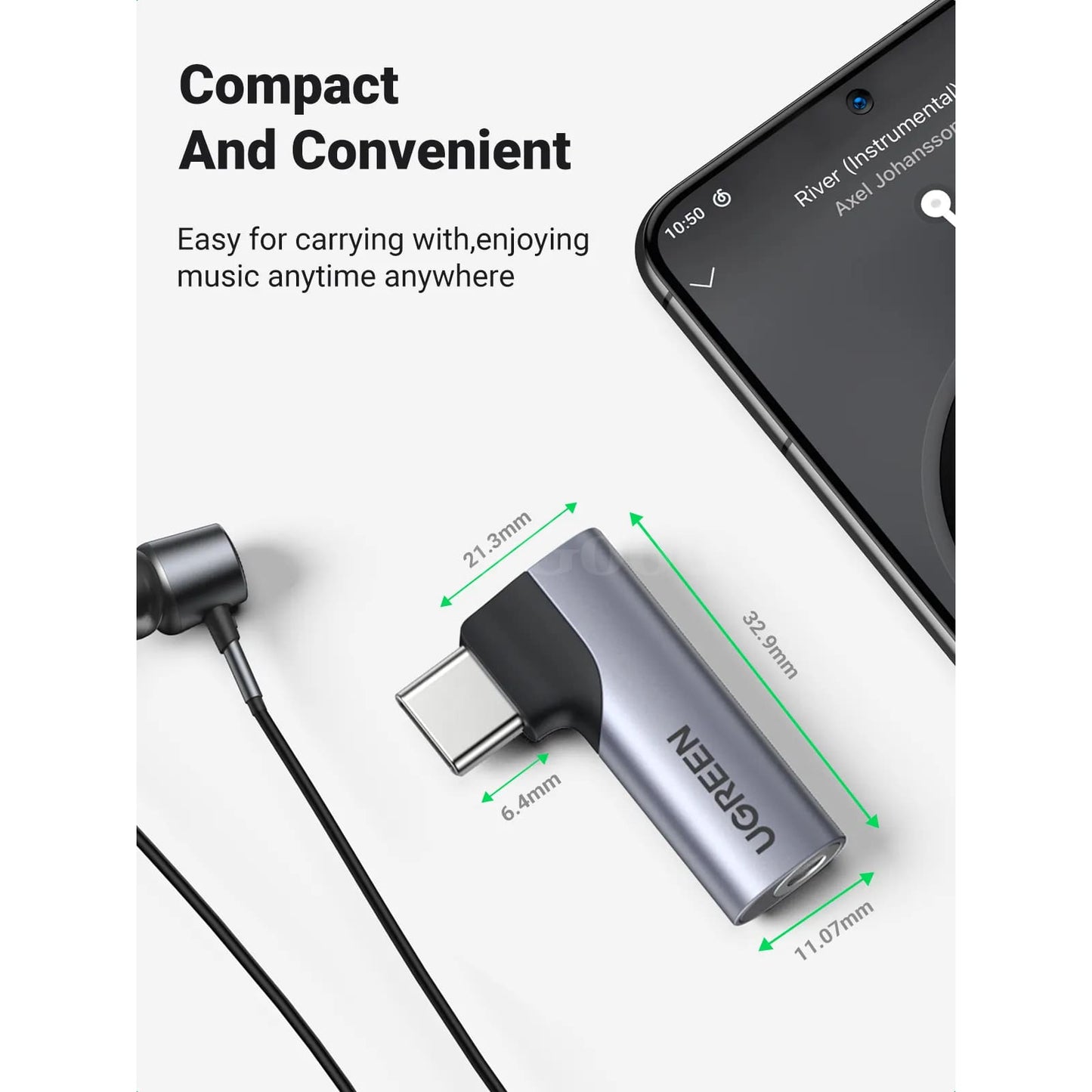 Ugreen Usb Type C To 3.5Mm Audio Headphone Adapter Samsung Ipad Aux Dac Mic Jack 301635