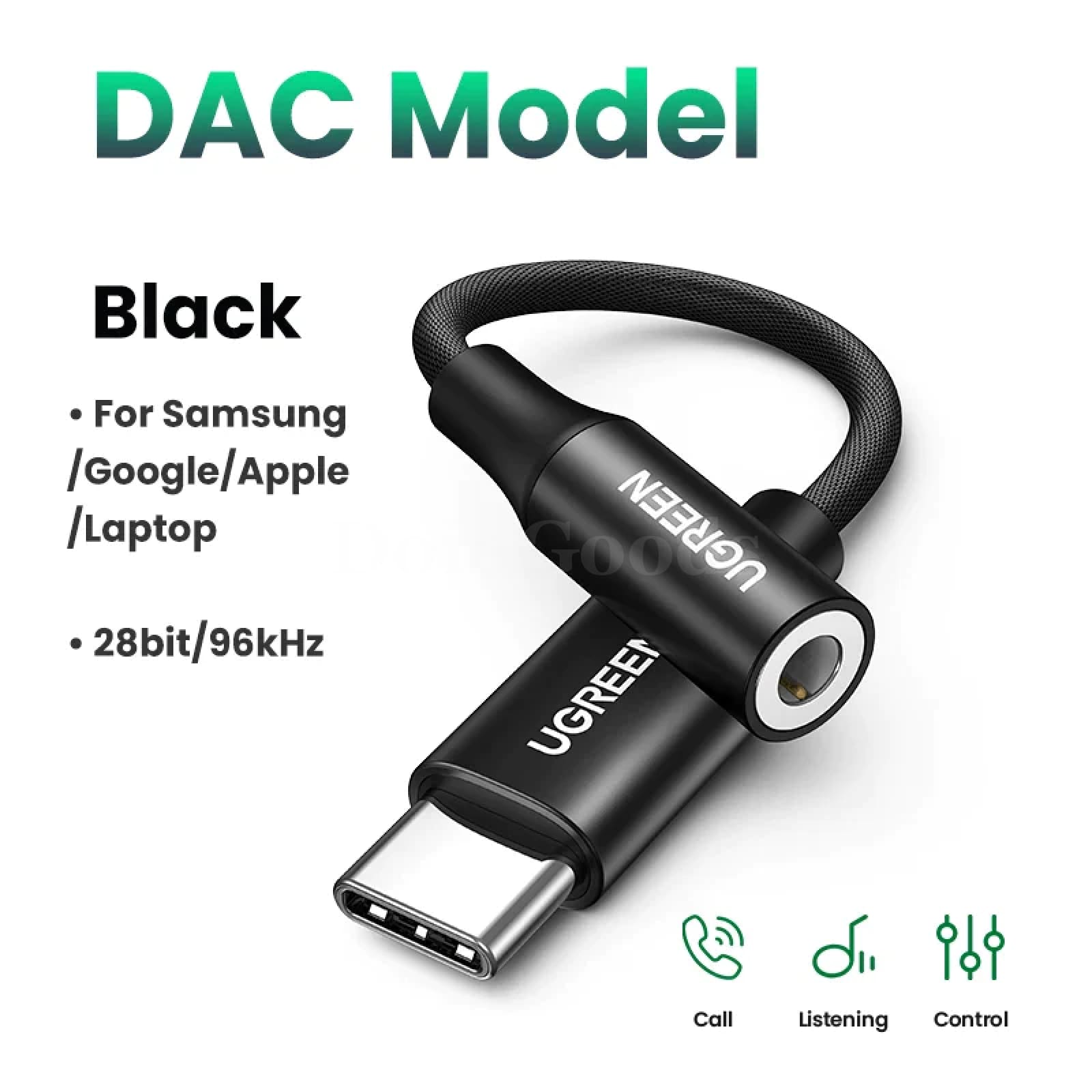 Ugreen Usb Type C To 3.5Mm Earphone Adapter Cable Headphone Audio Xiaomi Huawei Dac Model Black /