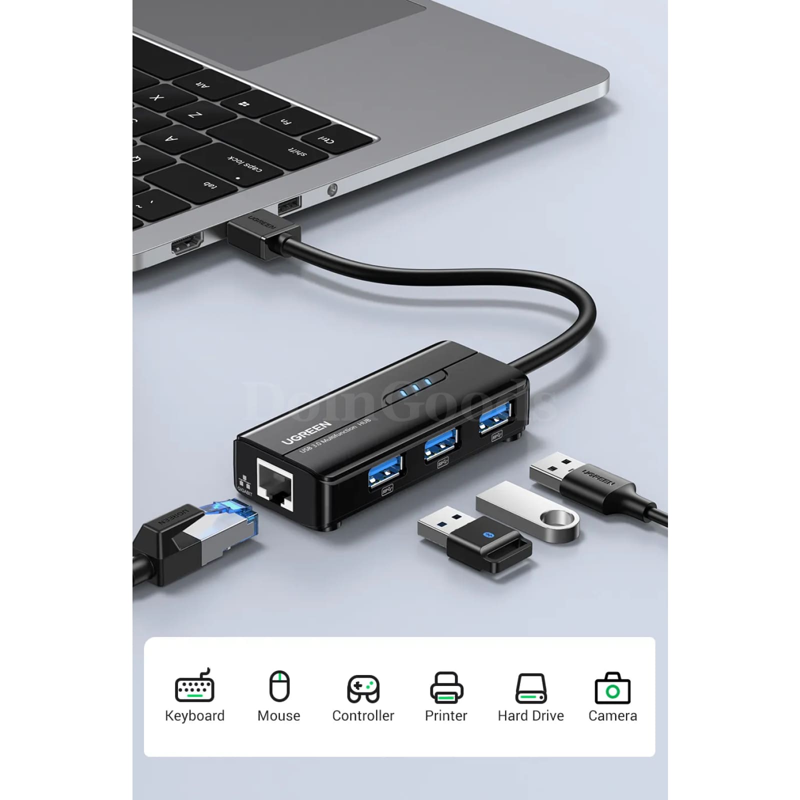 Ugreen Usb3.0 Ethernet Adapter 1000Mbps Rj45 Usb Hub Laptop Xiaomi Mi Box S/3 301635