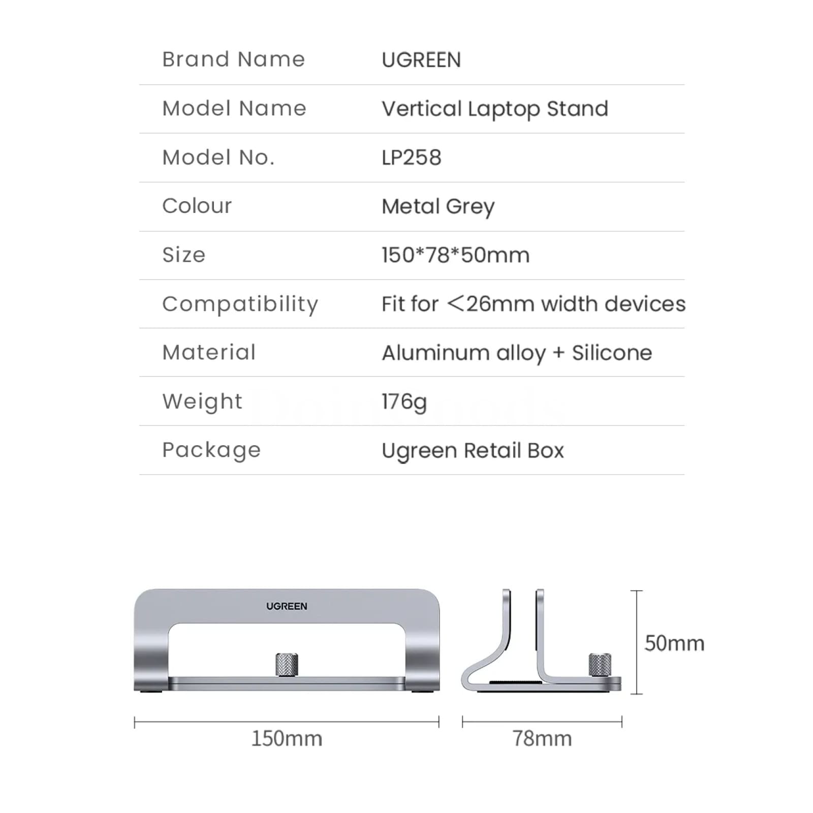 Ugreen Vertical Laptop Stand Holder Aluminum Foldable For Macbook Air Pro Tablet 301635