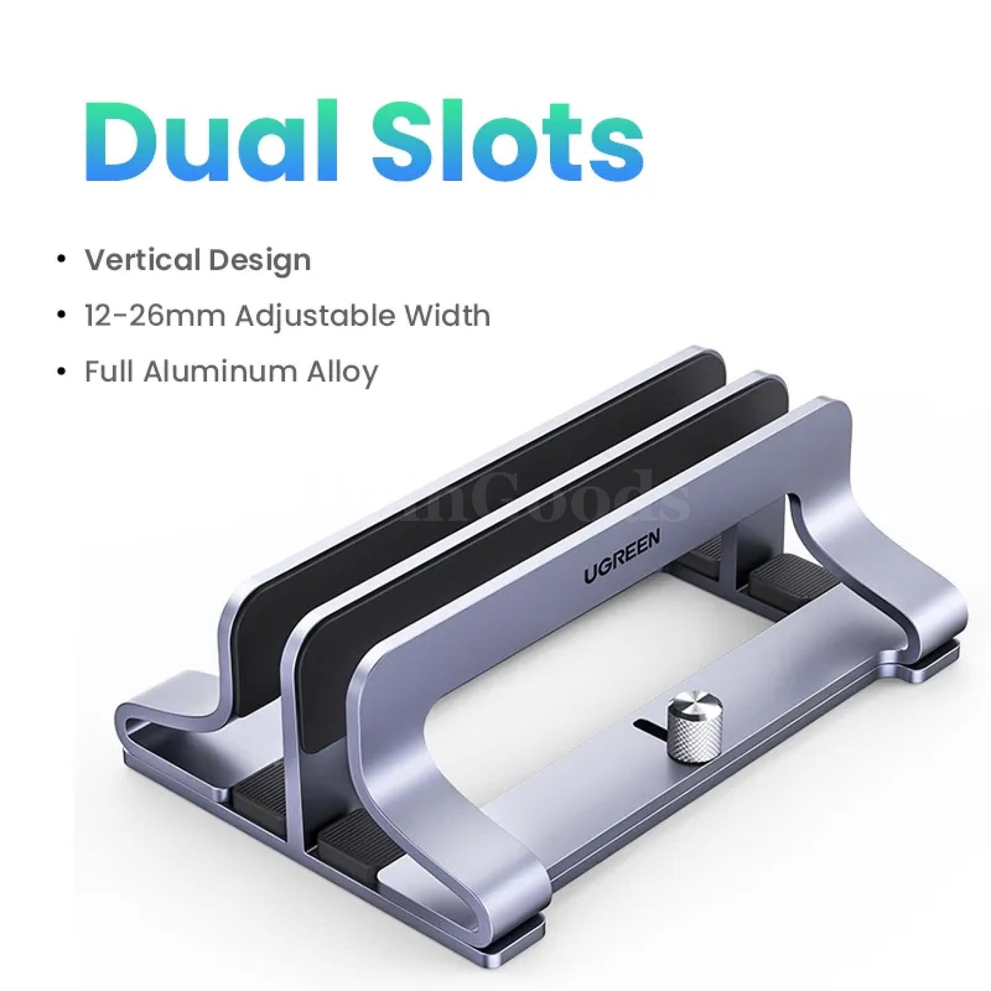 Ugreen Vertical Laptop Stand Holder Aluminum Foldable For Macbook Air Pro Tablet Metal Dual Slots