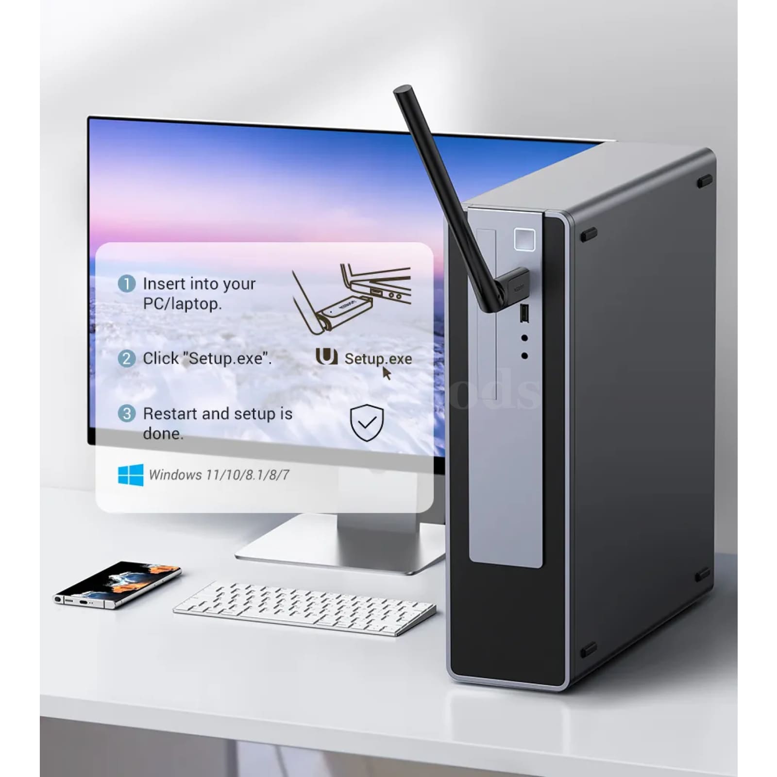 Ugreen Wifi Adapter Ac650/Ac1300 Dual Band 5G&2.4G With 6Dbi Antenna Pc Windows 301635