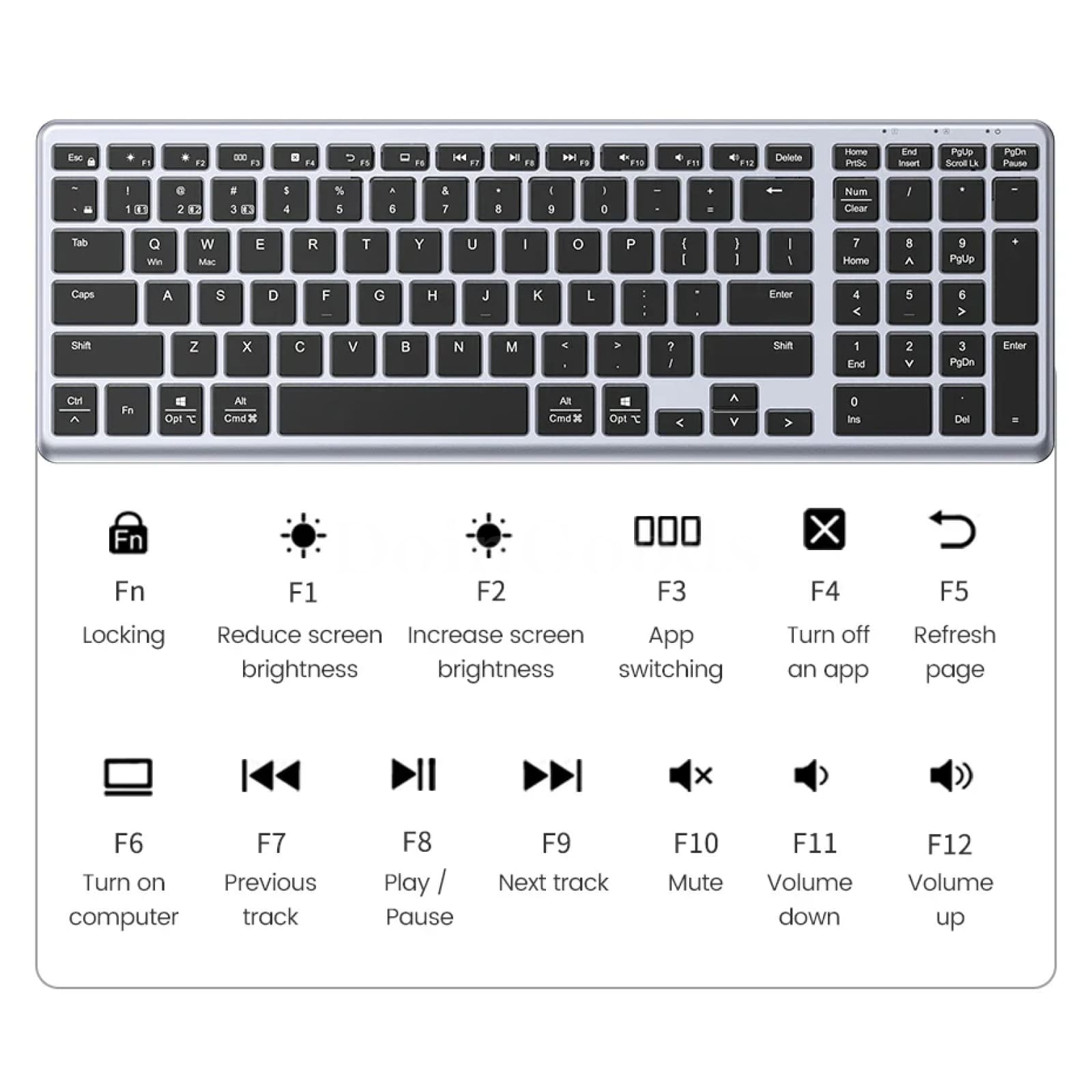 Ugreen Wireless Bluetooth 5.0 Keyboard 2.4G 99 Keycaps For Macbook Ipad Pc 301635