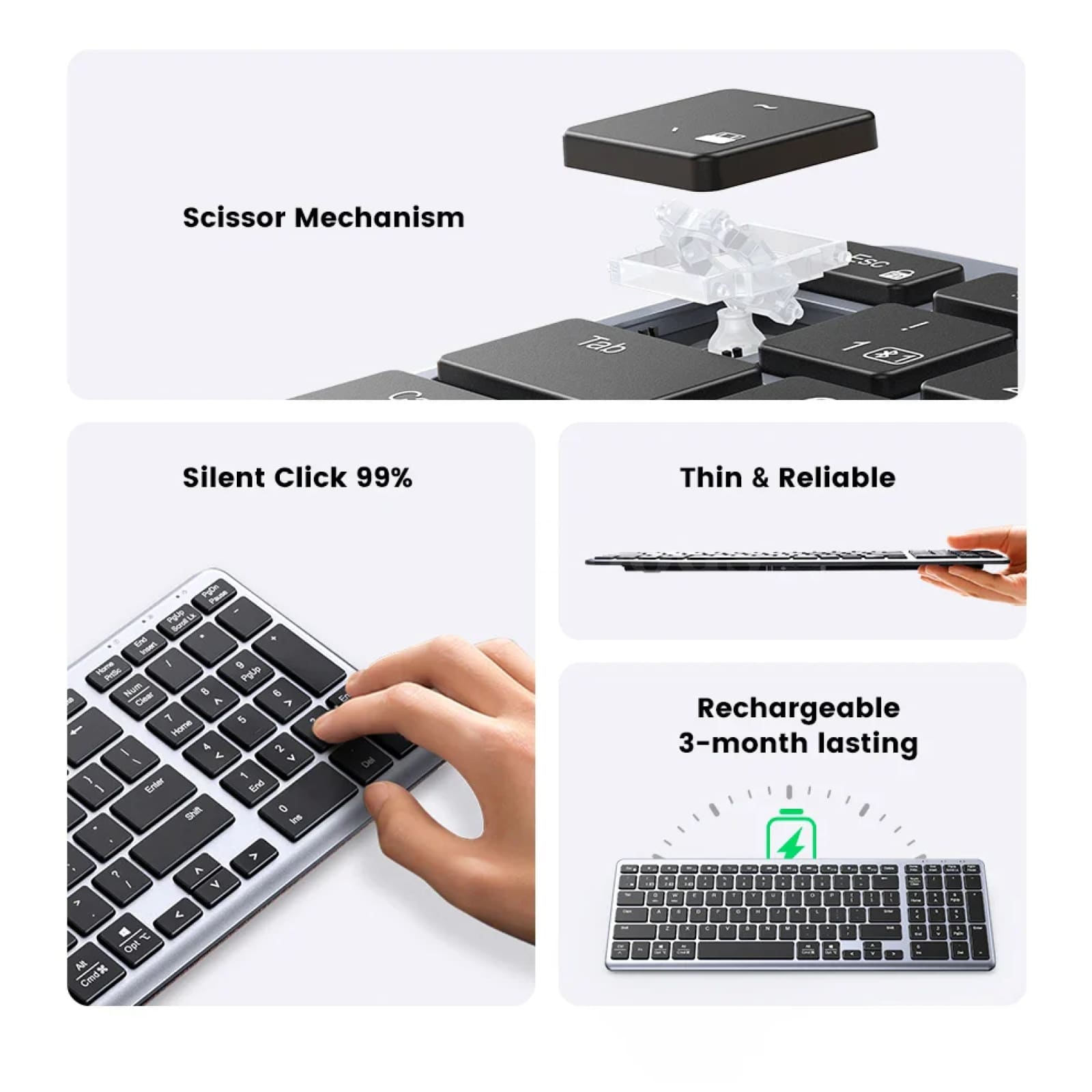 Ugreen Wireless Bluetooth 5.0 Keyboard 2.4G 99 Keycaps For Macbook Ipad Pc 301635