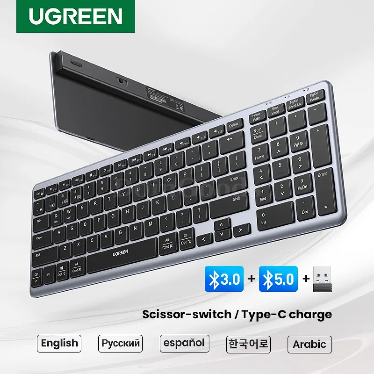 Ugreen Wireless Bluetooth 5.0 Keyboard 2.4G 99 Keycaps For Macbook Ipad Pc 301635