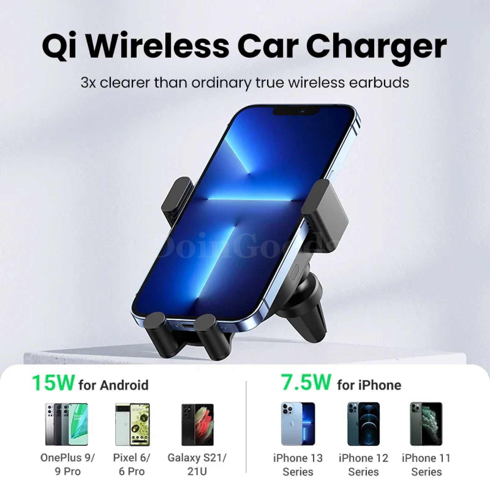 Ugreen Wireless Charger Qi 15W Car Phone Holder Samsung Air Vent Automatic Stand 301635