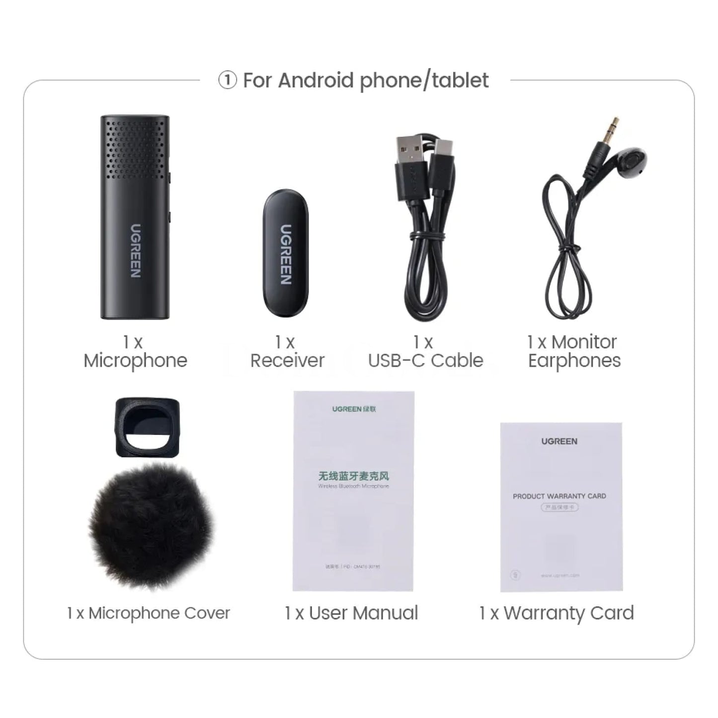 Ugreen Wireless Lavalier Microphone Omni Condenser Noise Reduction Bluetooth 301635