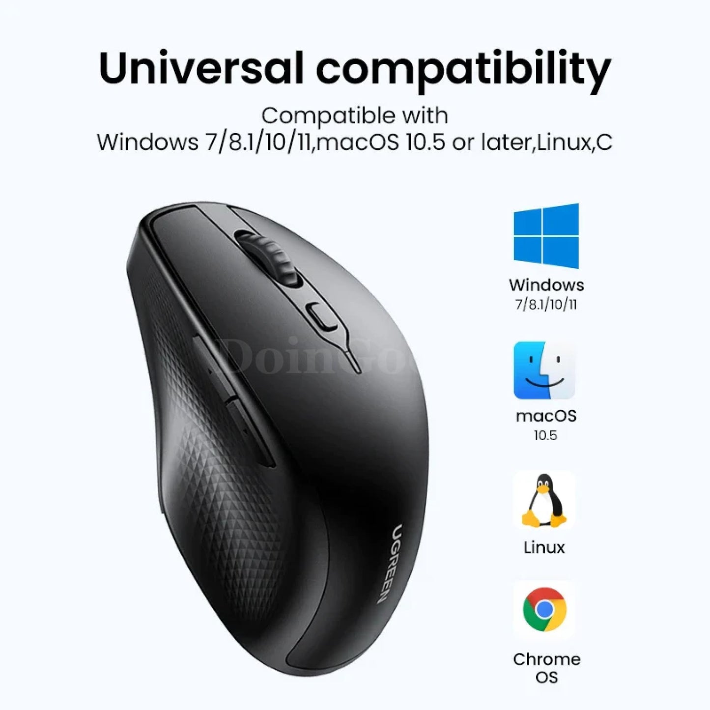 Ugreen Wireless Mouse Bluetooth 5.0 Ergonomic 4000 Dpi 6 Mute Buttons Macbook Pc 301635