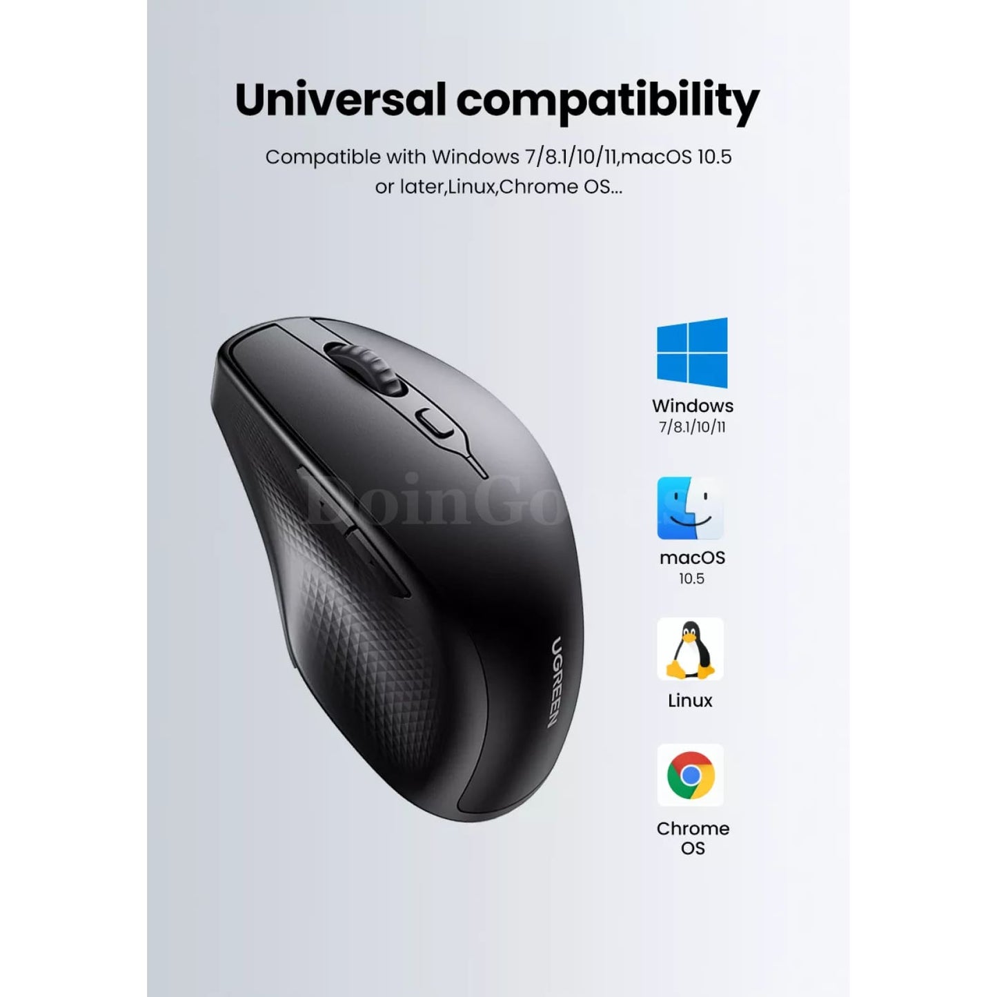 Ugreen Wireless Mouse Bluetooth 5.0 Ergonomic 4000 Dpi 6 Mute Buttons Macbook Pc 301635