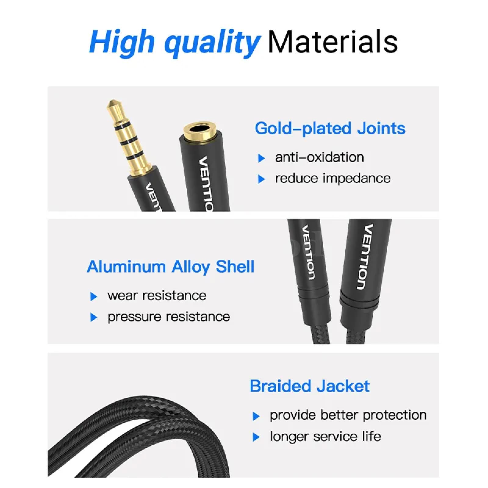 Vention 3.5Mm Aux Extension Cable - For Car Laptop Mini Pc Tv Xiaomi Huawei Stereo Headphone And