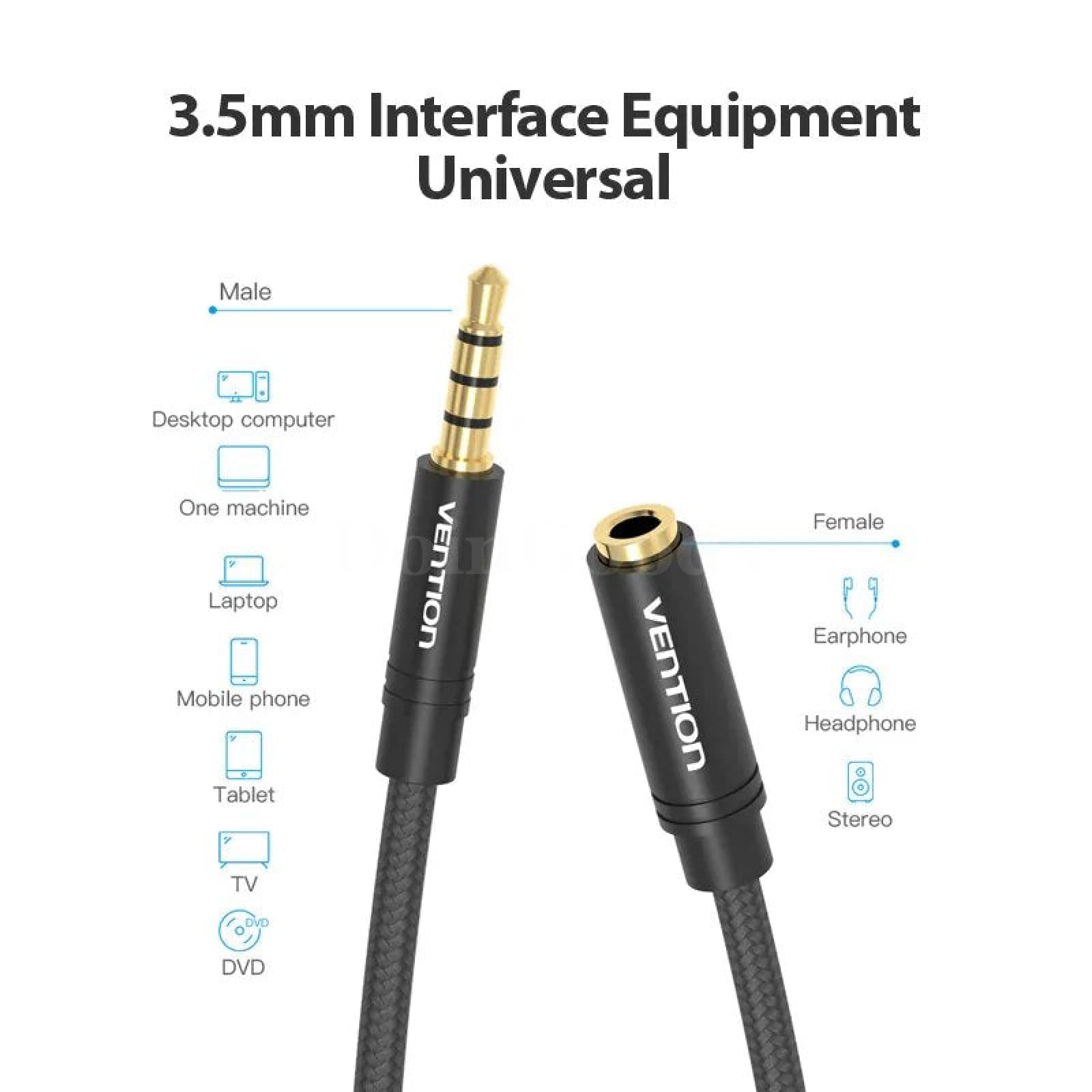 Vention 3.5Mm Aux Extension Cable - For Car Laptop Mini Pc Tv Xiaomi Huawei Stereo Headphone And