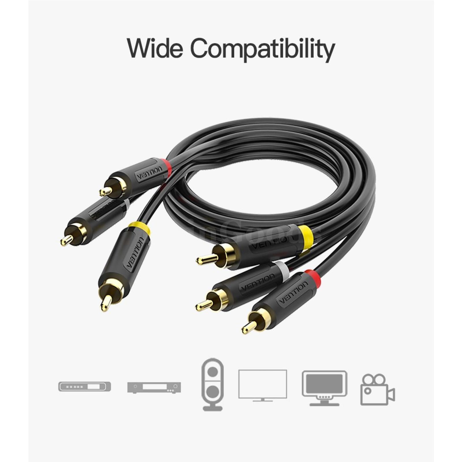 Vention 3 Rca To Gold Plated Male Av 1M 1.5M 2M Connector Video Cable 536610