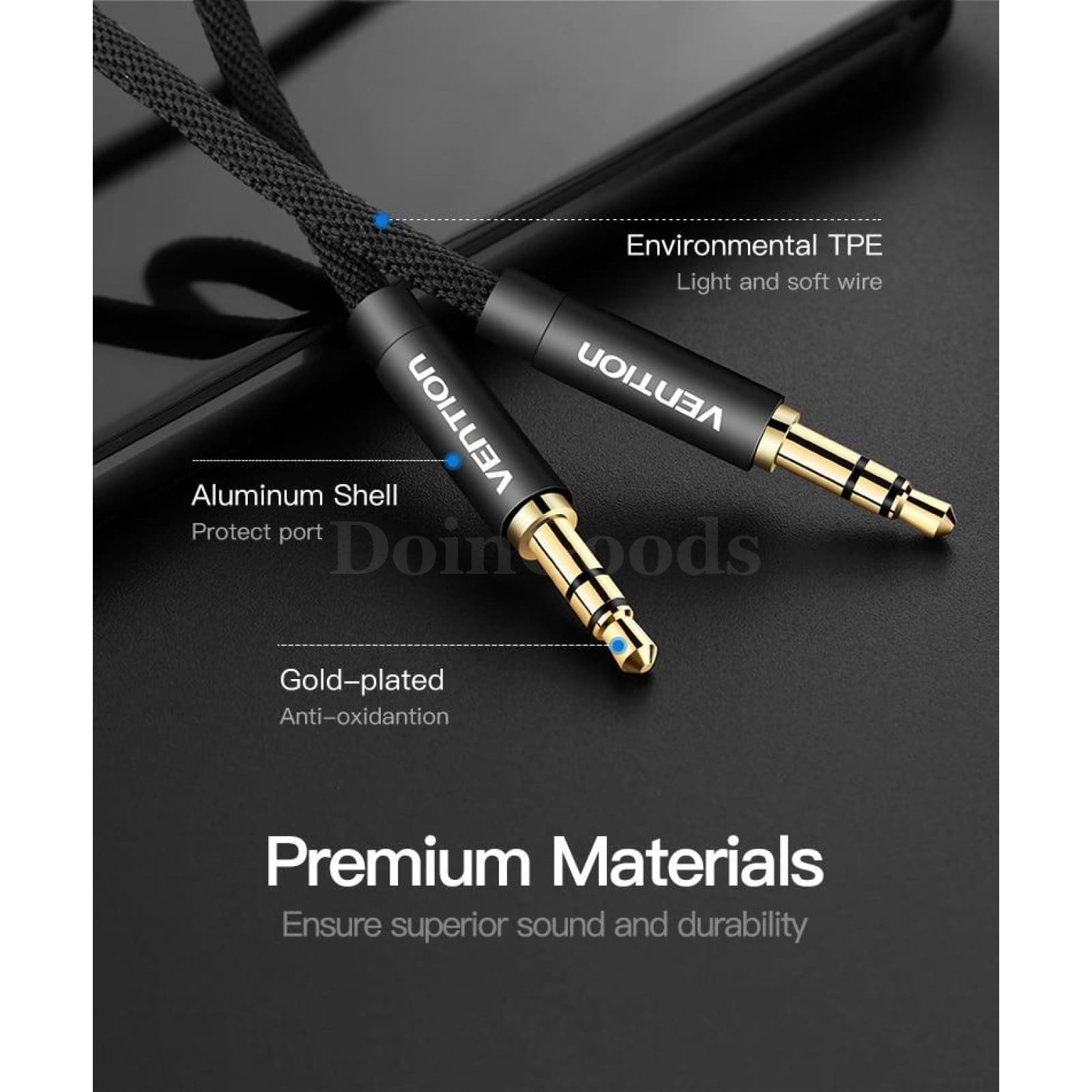 Vention Aux 3.5Mm Audio Jack Male To Headphone Stereo For Car Iphone Cord Cable 536610