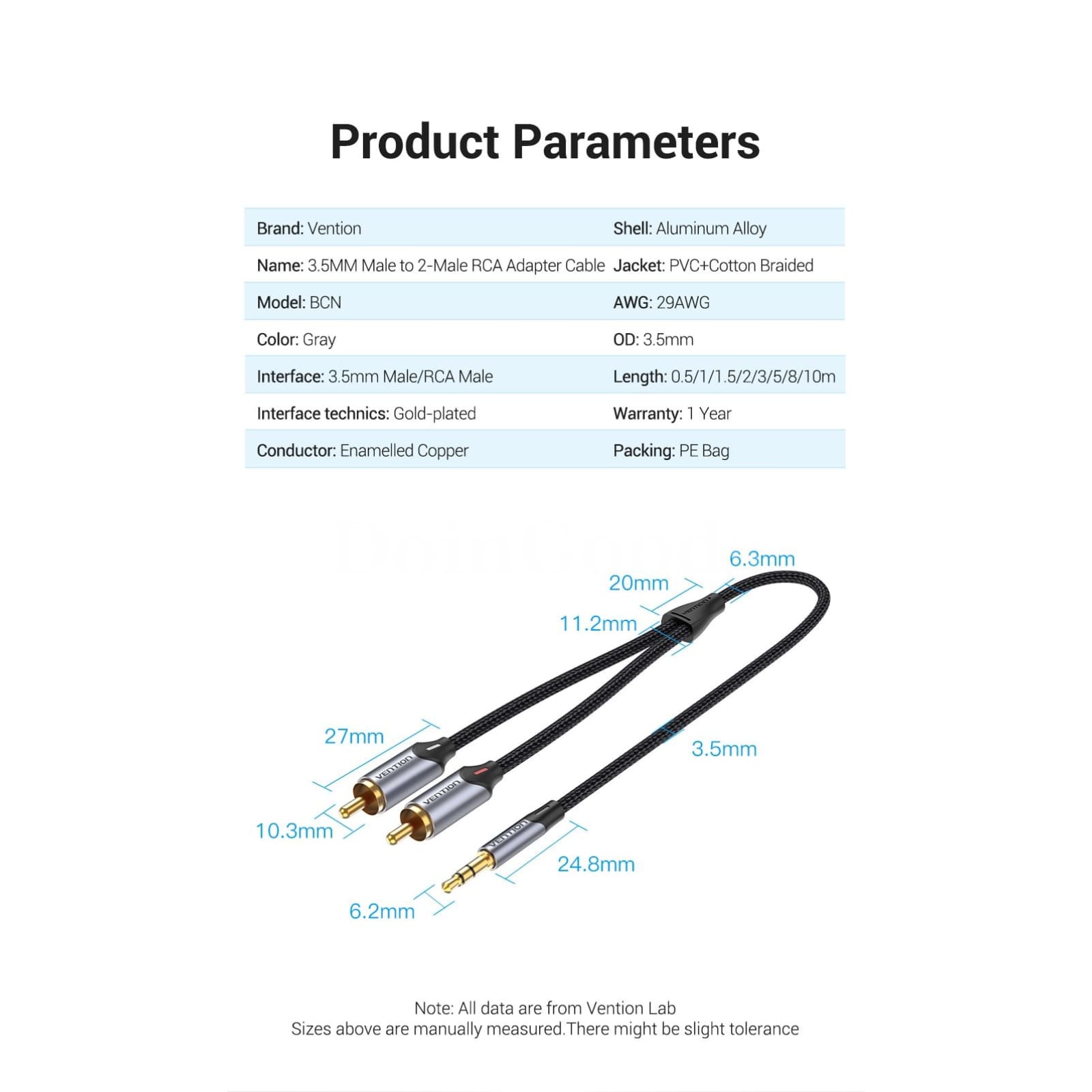 Vention Rca 3.5 To Audio Jack For Phone Edifer Home Theater Dvd Male Aux Cable 536610